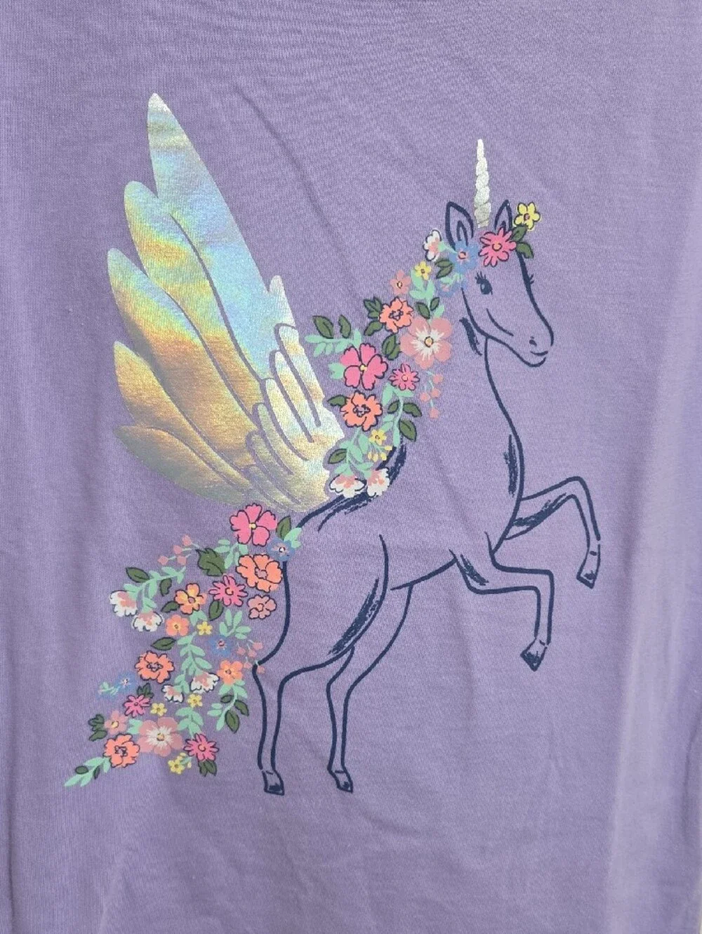 wonder nation Lavender Unicorn Tee with Iridescent Wings